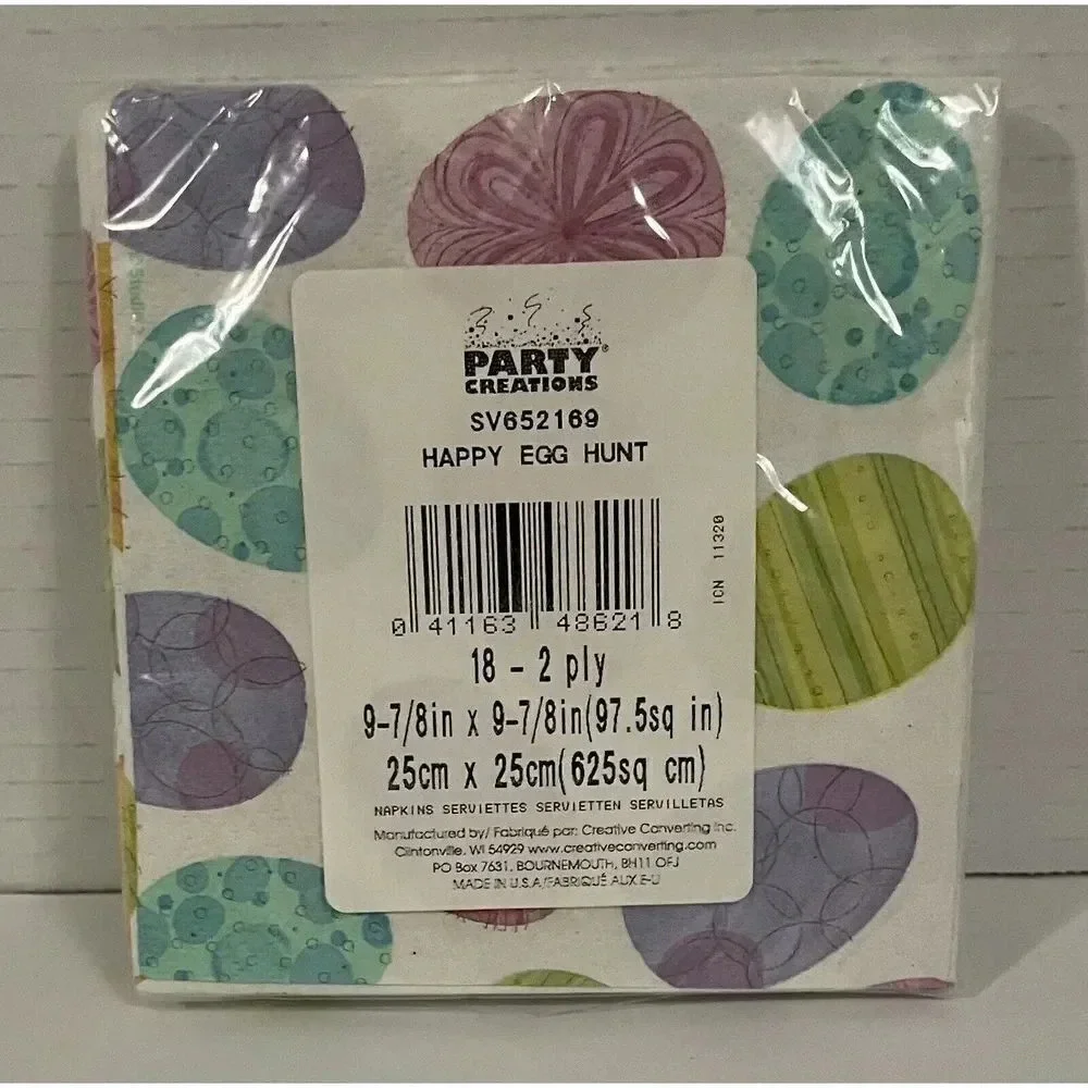 Happy Easter Paper Cocktail Beverage Napkins 18‎ Count Triple-Ply 5”x5”
